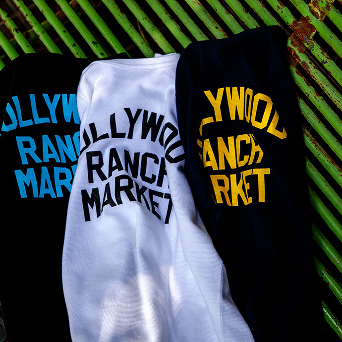 HOLLYWOOD RANCH MARKET ダブルロゴプリント ストレッチフライス ハーフスリーブ